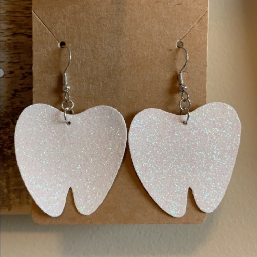 Tooth Faux Leather Earrings